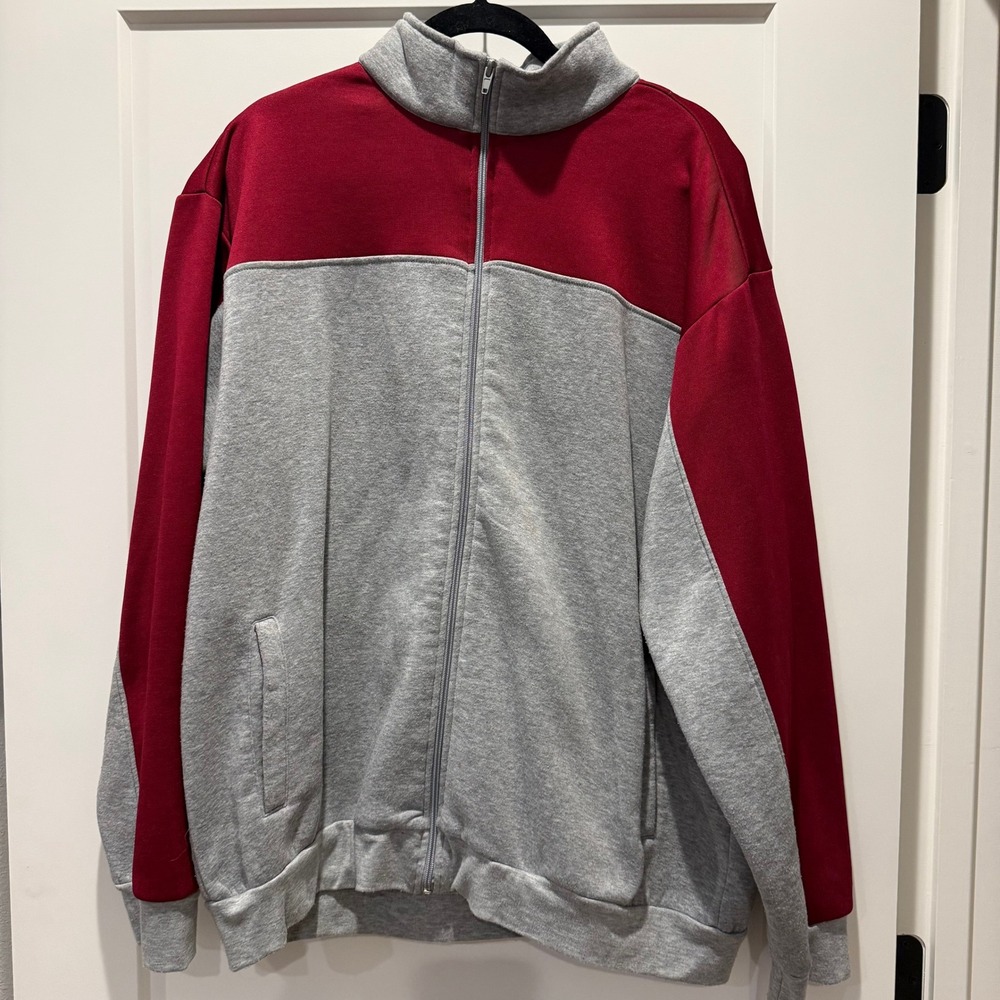 Retro Dadcore Haband Casual Joe Track Jacket Men XL Burgundy Gray Full Zip